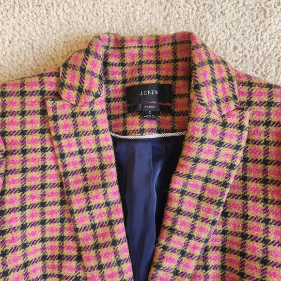 NWOT J. Crew Parke Wool Blazer in Pink Houndstooth English Wool - Picture 5 of 14